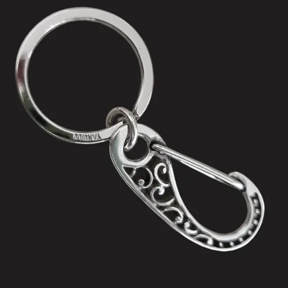 Brighton Vintage Silver Tone Filigree Key Ring Clip Charm - Picture 4 of 5